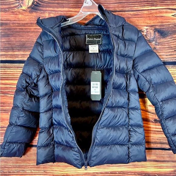 NWT Kids Navy Blue Hooded Puffer Jacket / Sz 4 - Picture 5 of 8
